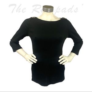 NWT Solid Black Ann Taylor Long-sleeve Cotton Shirt Size Medium